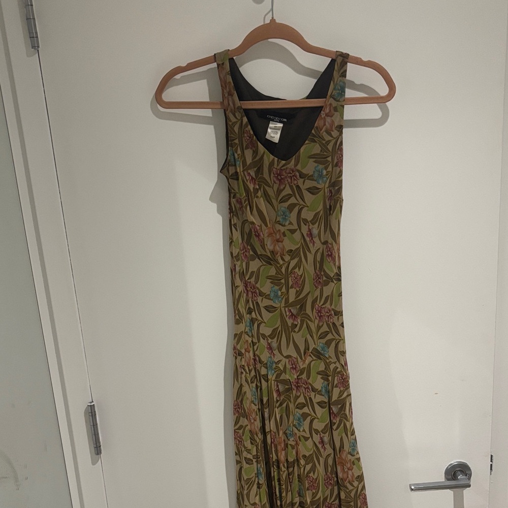 Jones New York Olive Floral Maxi Dress